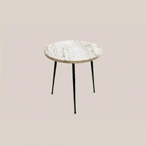 Avery Travertine Small Round Table - Home and Soul