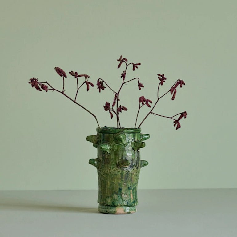 green handmade ceramic vase green