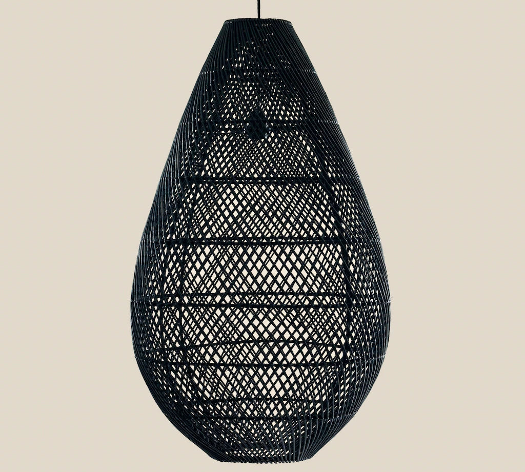 Alexandra Rattan Pendant Light Black