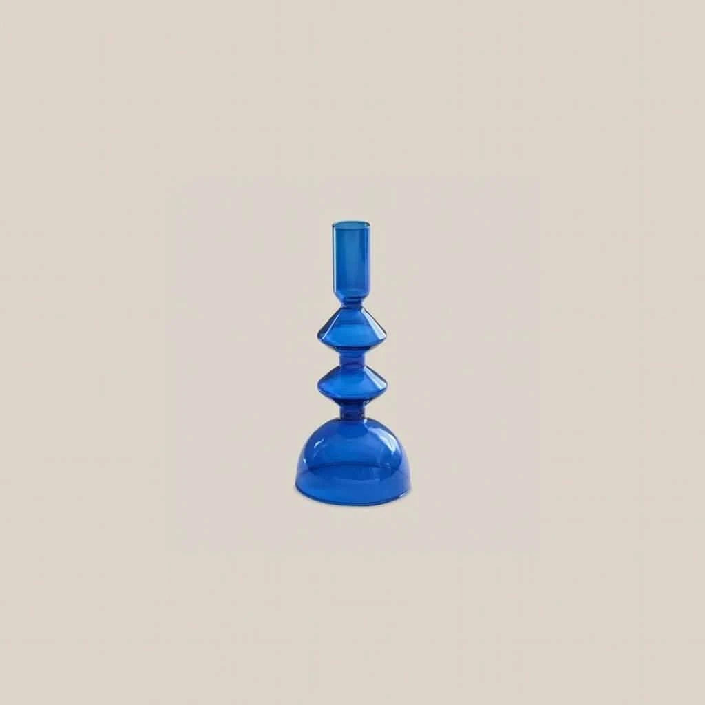 Marlene Glass Taper Candle Holder Blue