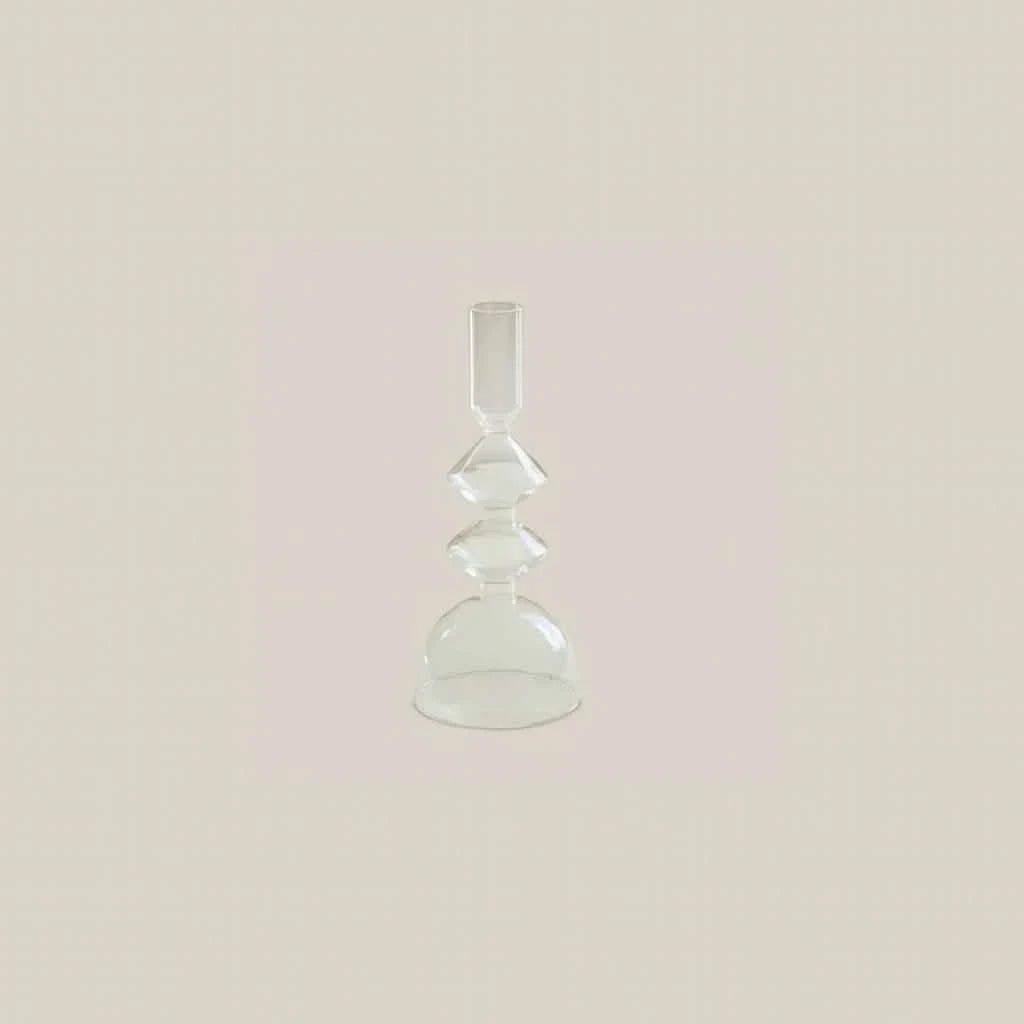 Marlene Glass Taper Candle Holder Transparent