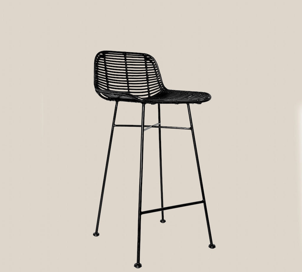 Maya Rattan Bar Stool Black