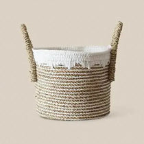 Basket Natural with Macrame L - Home and Soul