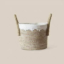 Basket Natural with Macrame M - Home and Soul