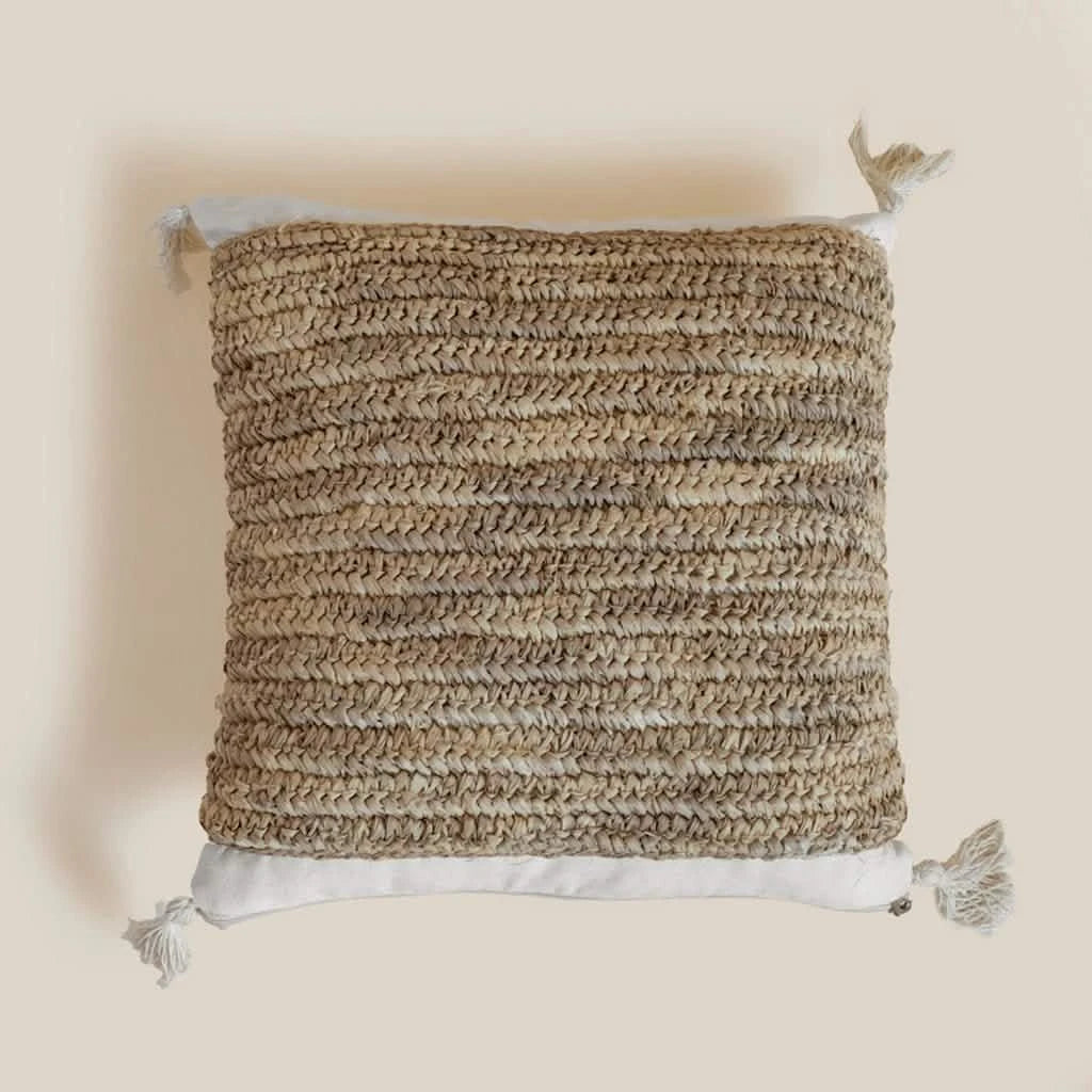 Natural Cushion 40cm with Tassel - Home and Soul Dubai