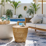 outdoor white and blue rug