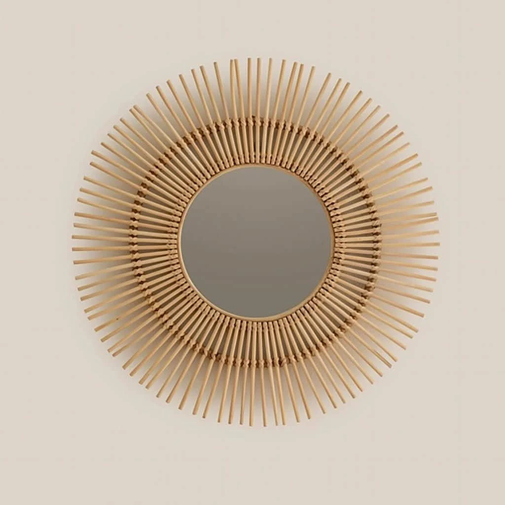 Rattan Sun Mirror Round