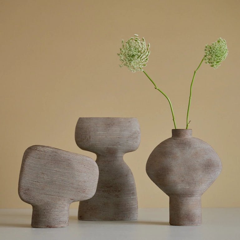 handmade ceramic vases beige for living room