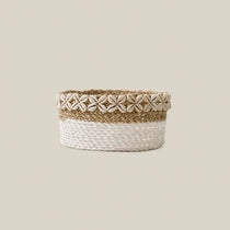 White Basket with Shell Large - Home and Soul