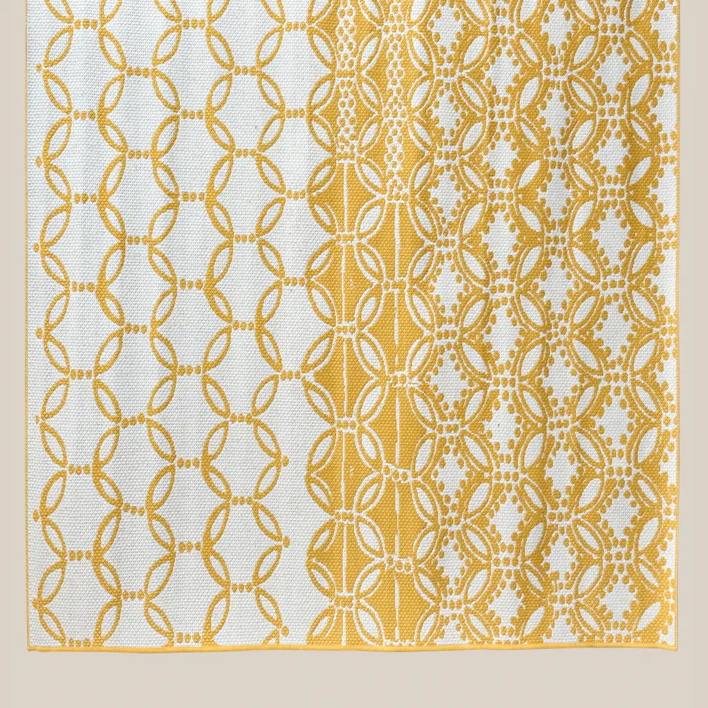 William Yellow and White Outdoor Rug