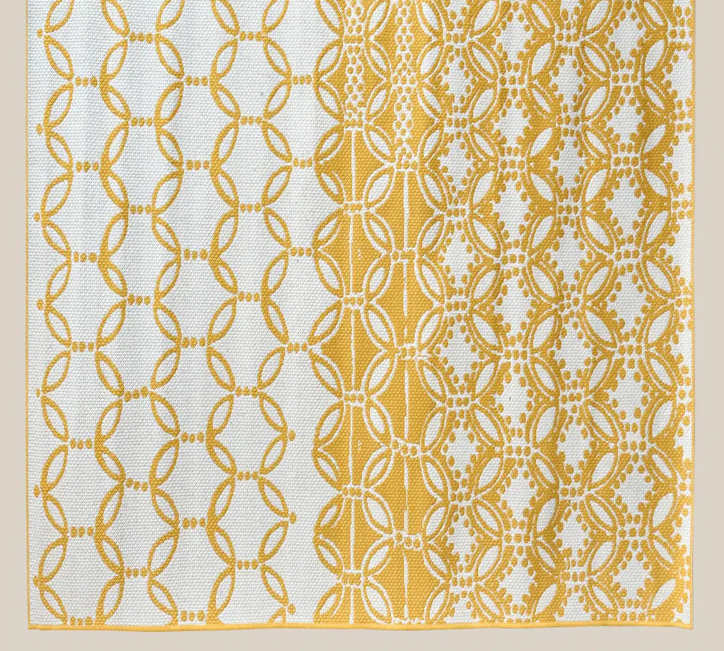 William Yellow and White Outdoor Rug